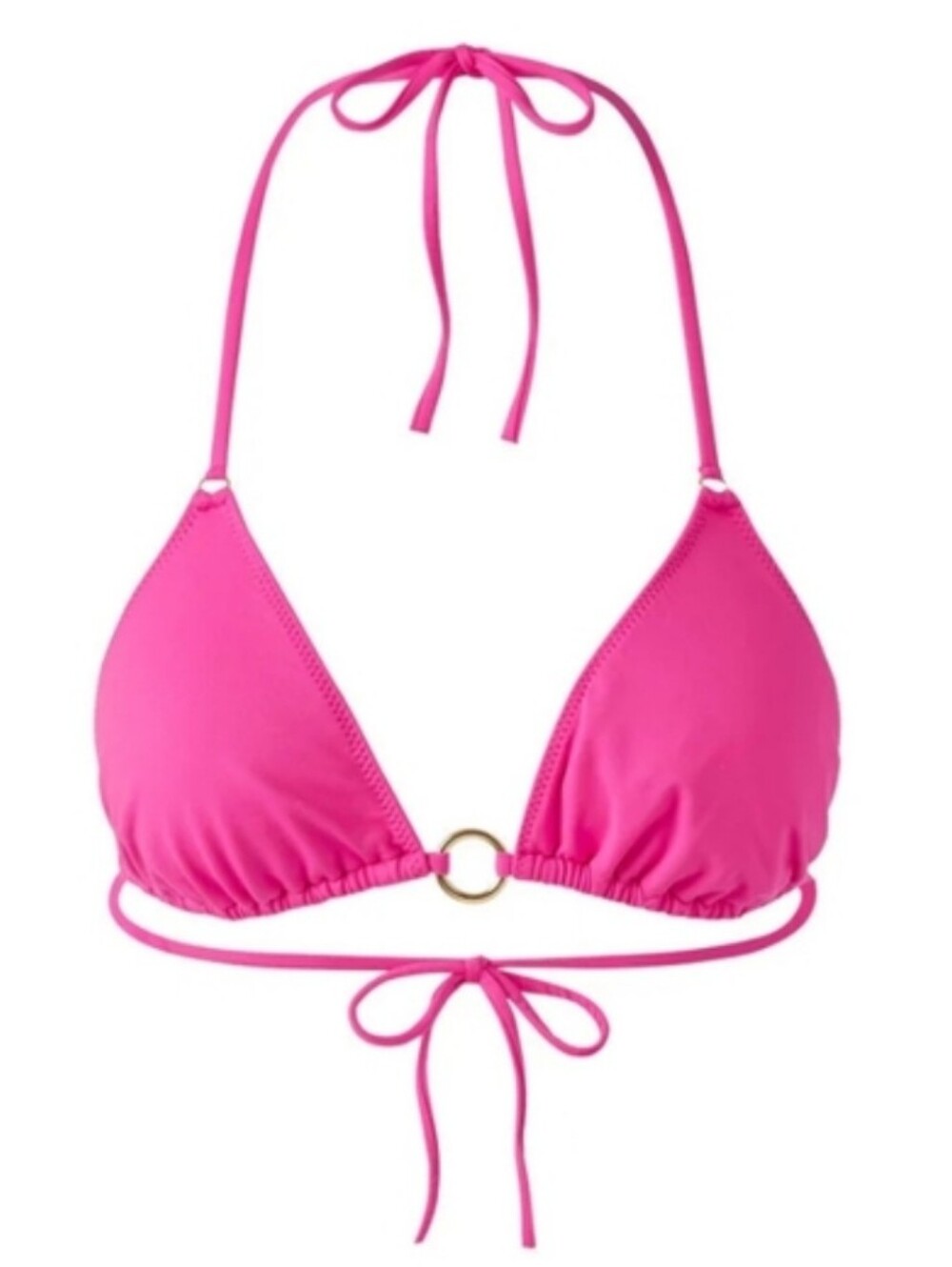 Melissa Odebash Venice Fushia Hammered Gold Hoop Triangle One Piece Bikini Top
